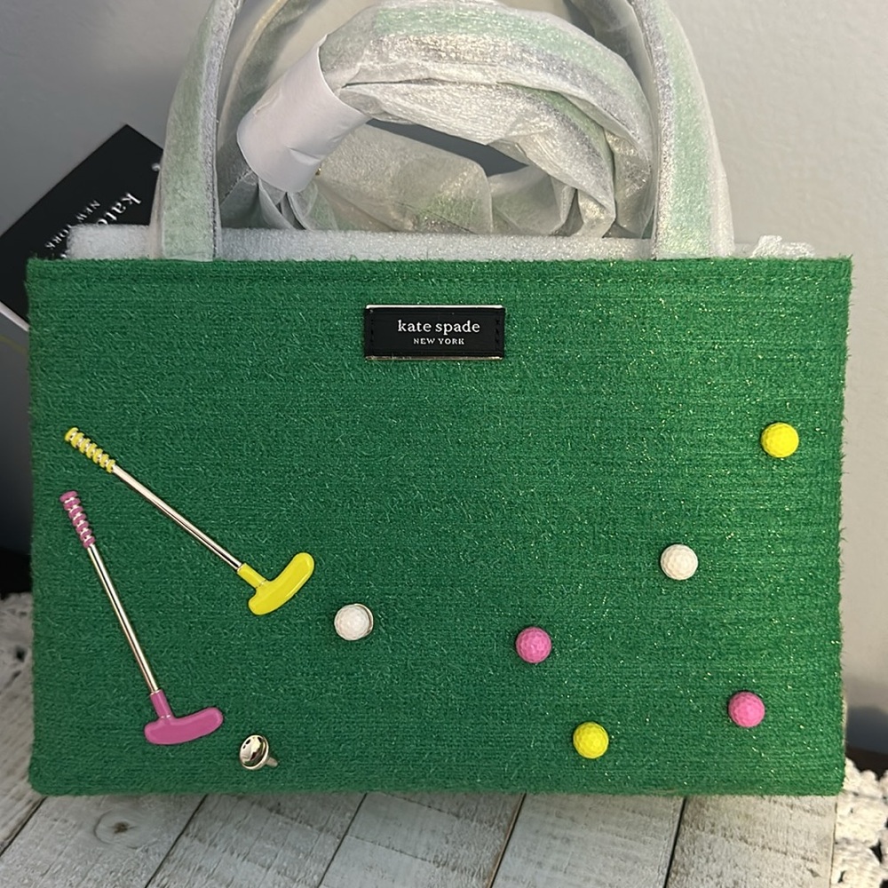 Nwt Kate spade small fabric Sam icon astroturf golf crossbody bag - Picture 2 of 10
